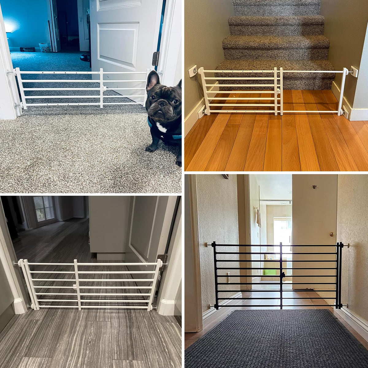 Dog Gate with a Small Door (White / 10''H ร 26''- 41''W)