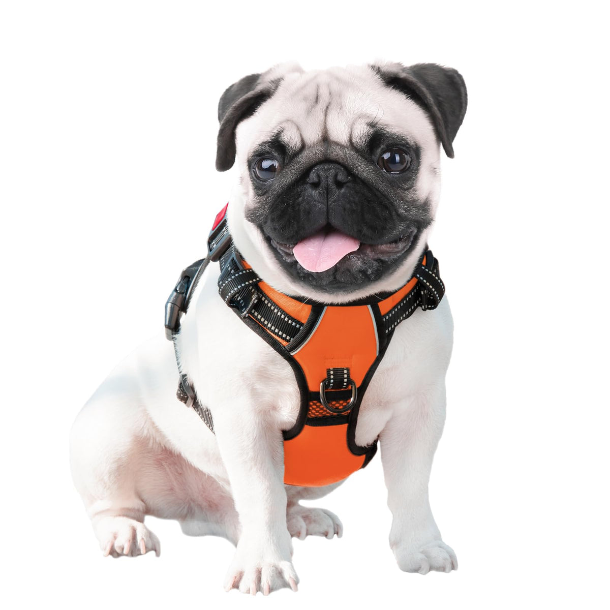 No Pull Dog Harness Medium Reflective Front Clip Vest with Handle (Medium / Orange)