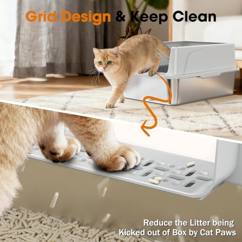 2PACK Stainless Steel Litter Box (Silver Grey / M)