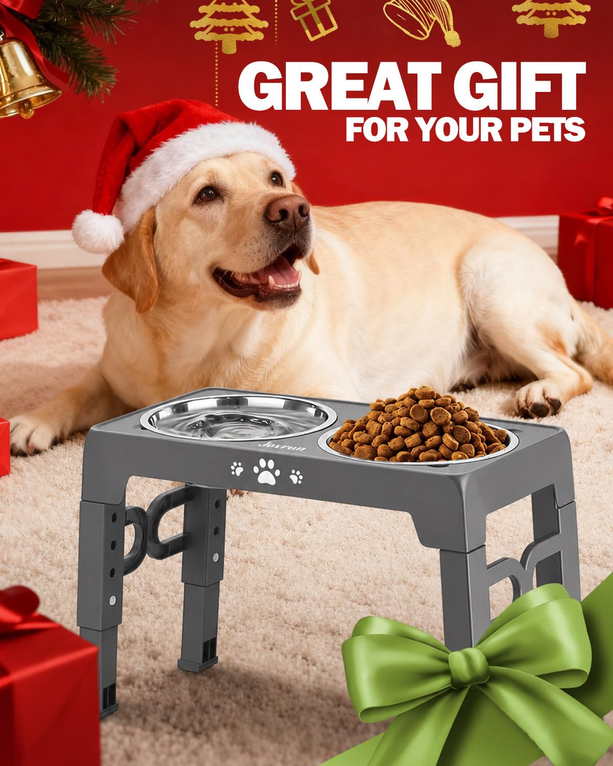 Elevated Dog Bowls for Medium Large Size Dogs (Grey / Medium Large)