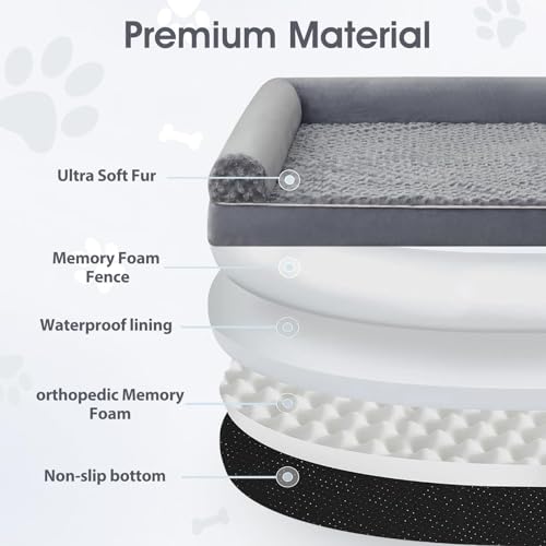 Orthopedic Washable Human Dog Bed for Adult & Dog Cozy Sleep (61"l x 43"w x 7"th / Grey)