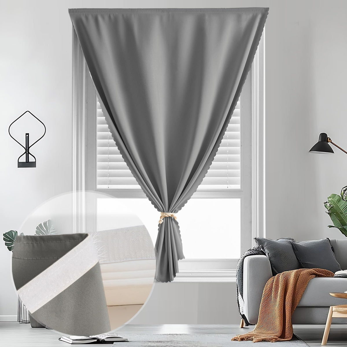 Self Adhesive Curtains (59"W x 71"L (Pack of 1) / Grey)