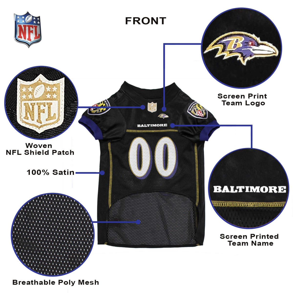 NFL BALTIMORE RAVENS DOG Jersey (Baltimore Ravens / Large)