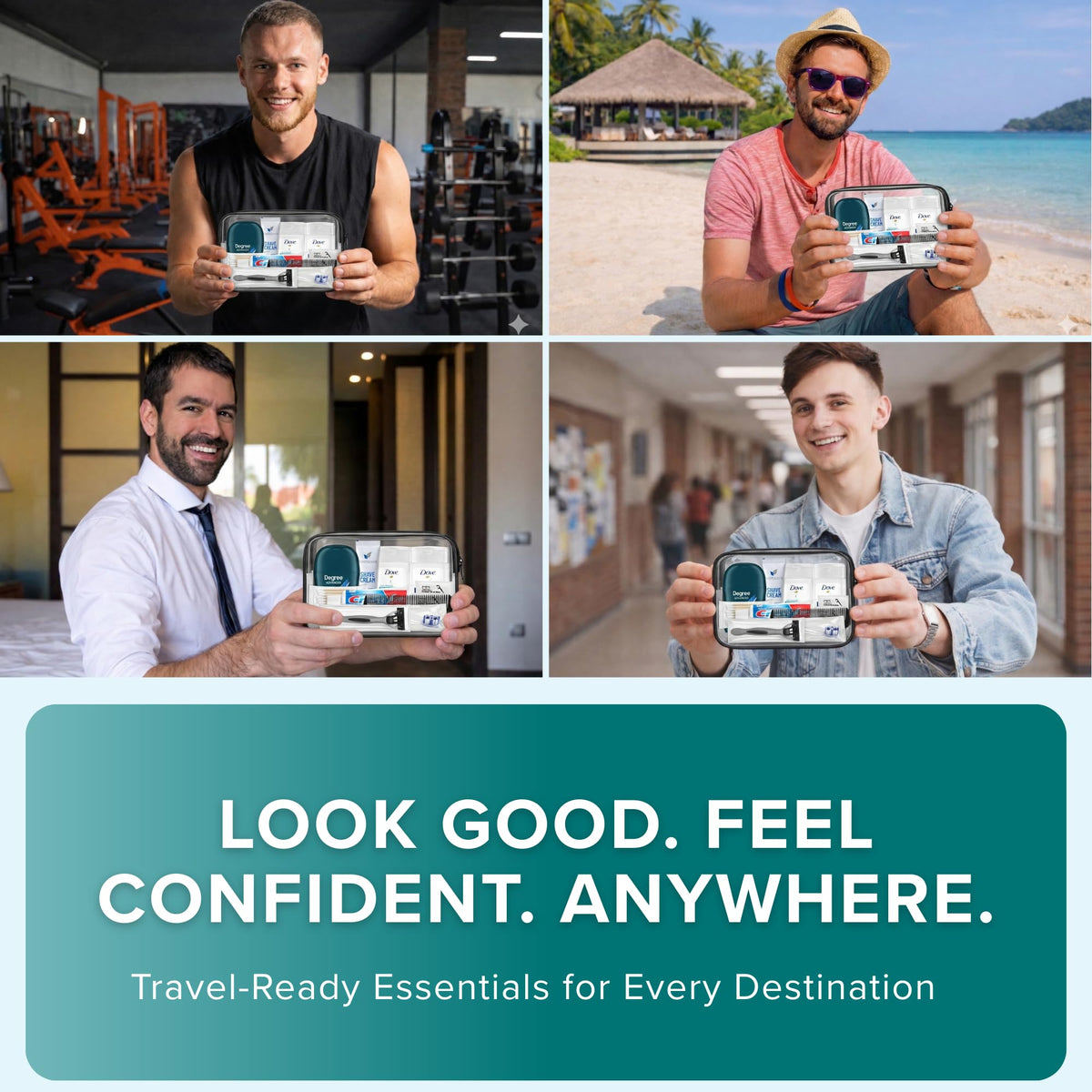Mens Travel Kit Travel Essentials TSA Approved Toiletry Bag & Toiletries (1 Pack)