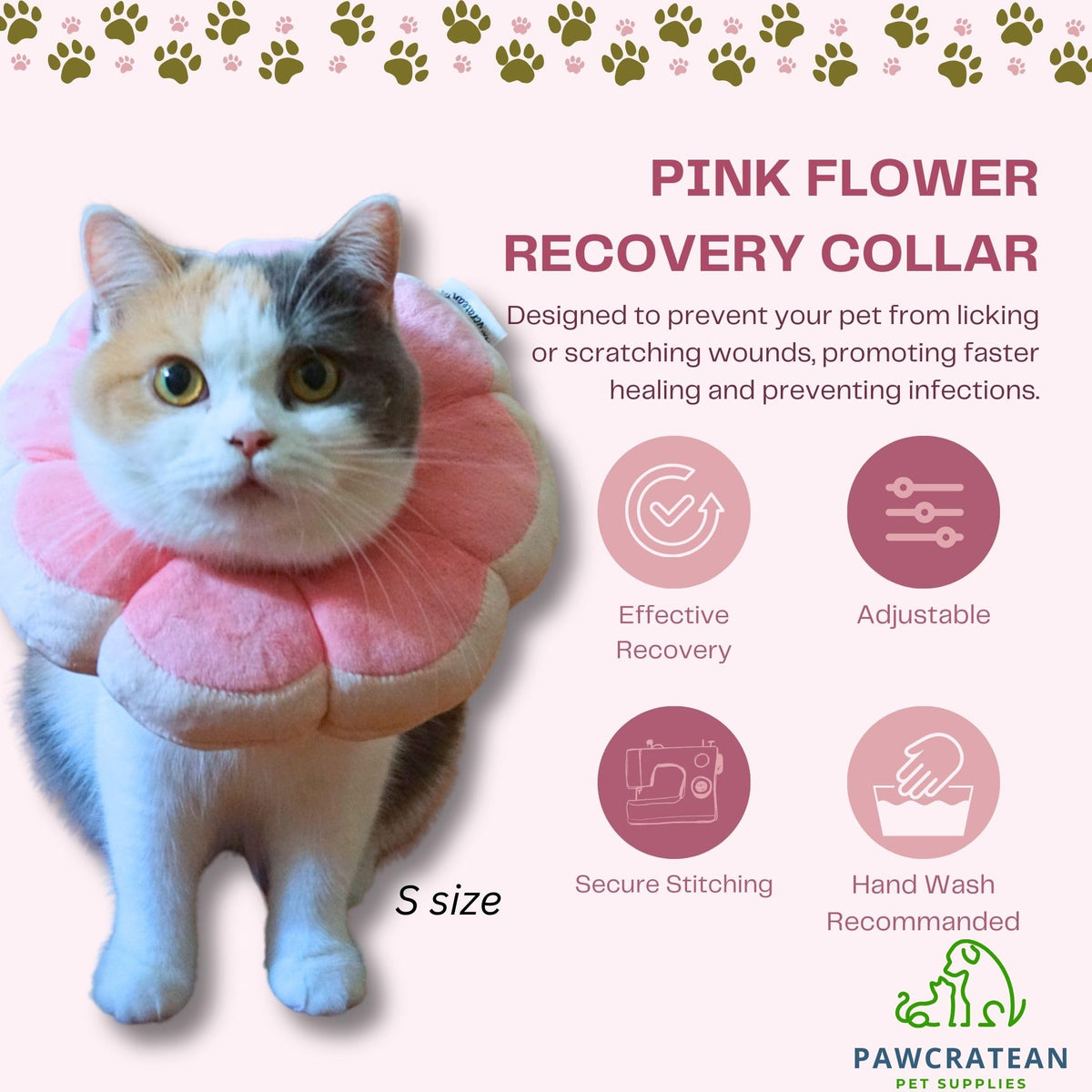 Adjustable Comfy Flower Style Elizabeth Collar for Cats Puppies Soft Recovery Cone Pet Protective Neck Collar (Pink / Medium)