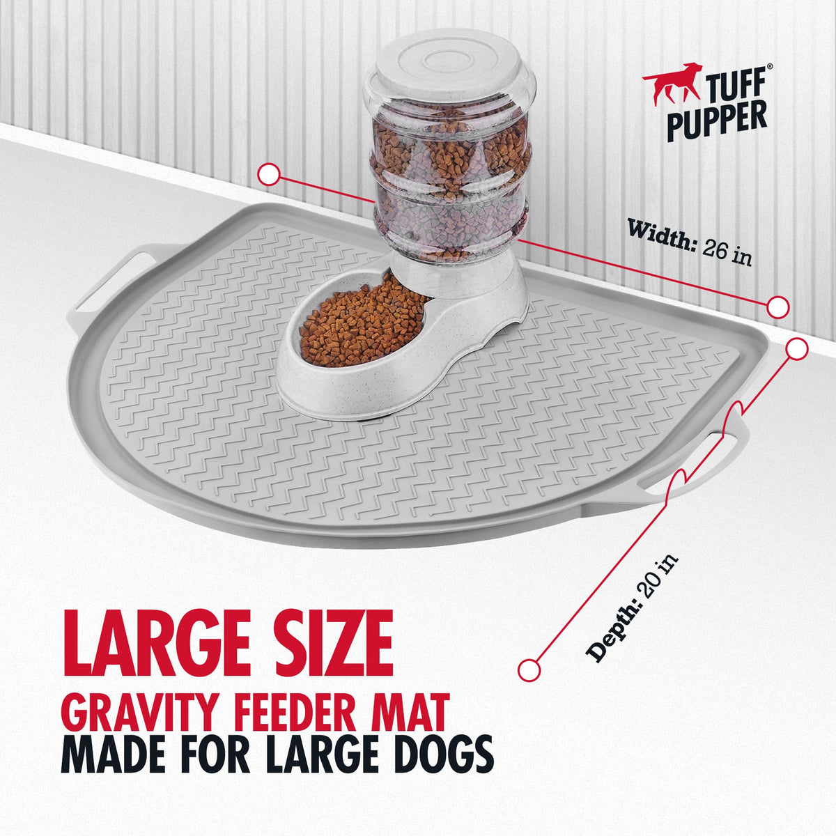 26x21 Large Waterproof Pet Feeding Mat (Gray / Semi Circle Large - 26" x 21")