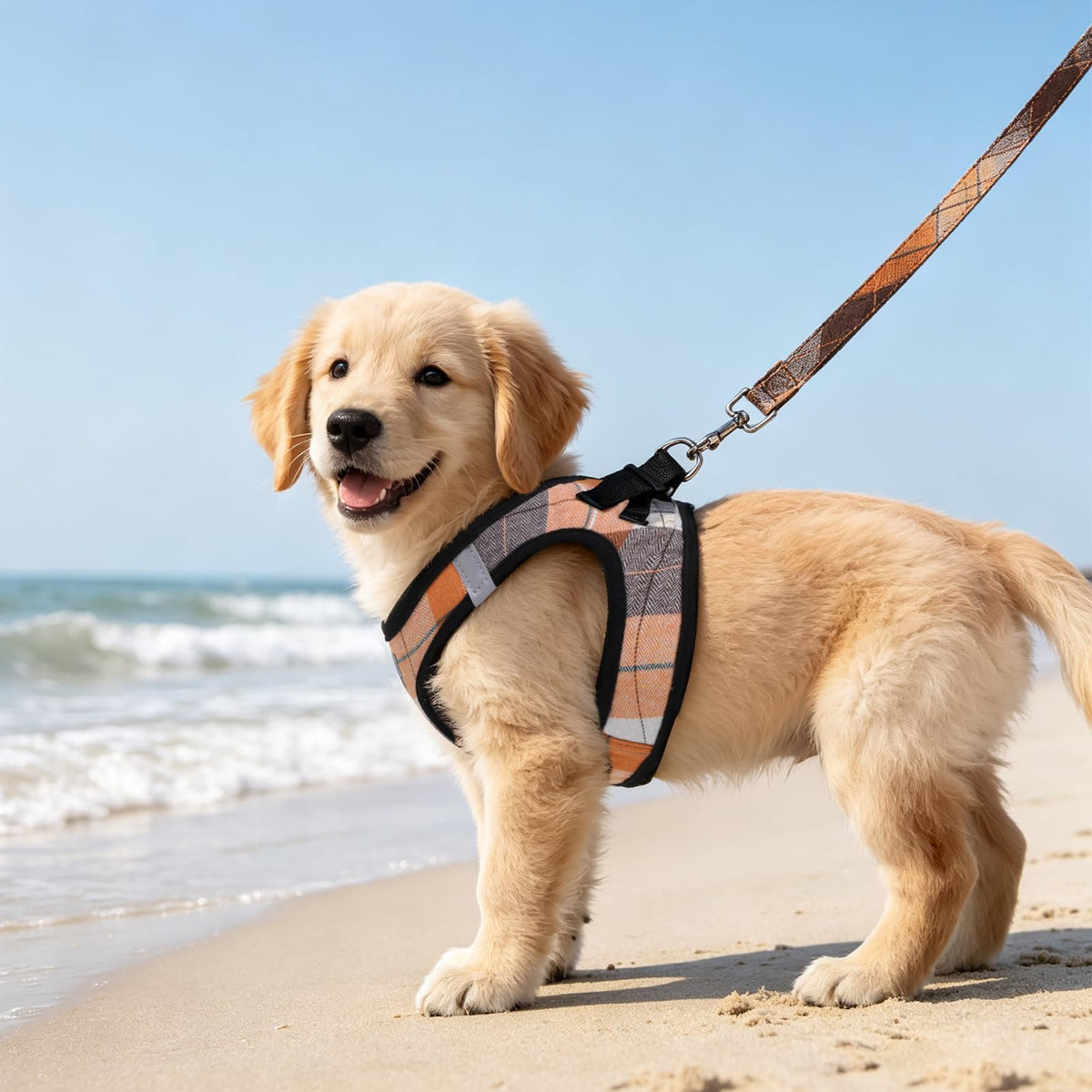 Dog Harness Collar and Leash Set No Pull for Small Medium Sized (Orange / XXS (CHEST 11.5"-13"))