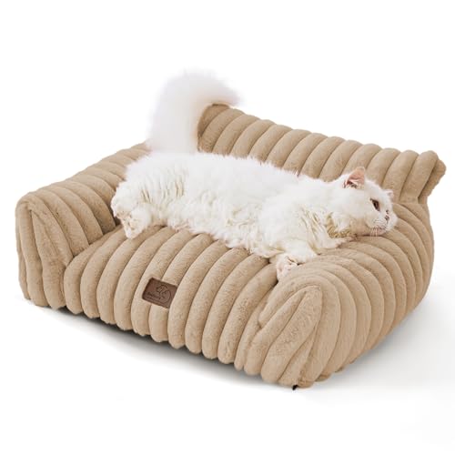 ComfyFleece® Shown on TV Fluffy Cat Couch for Pets (24x18x10" / Sandy Beige)