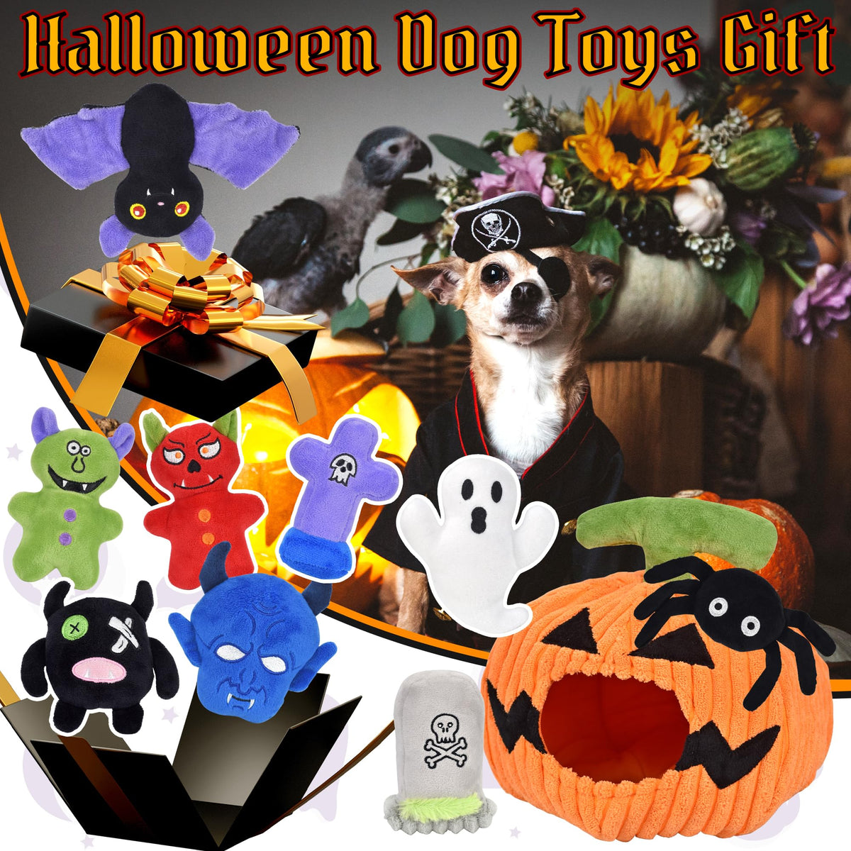 Halloween Dog Toys Set (11 pack- Halloween)