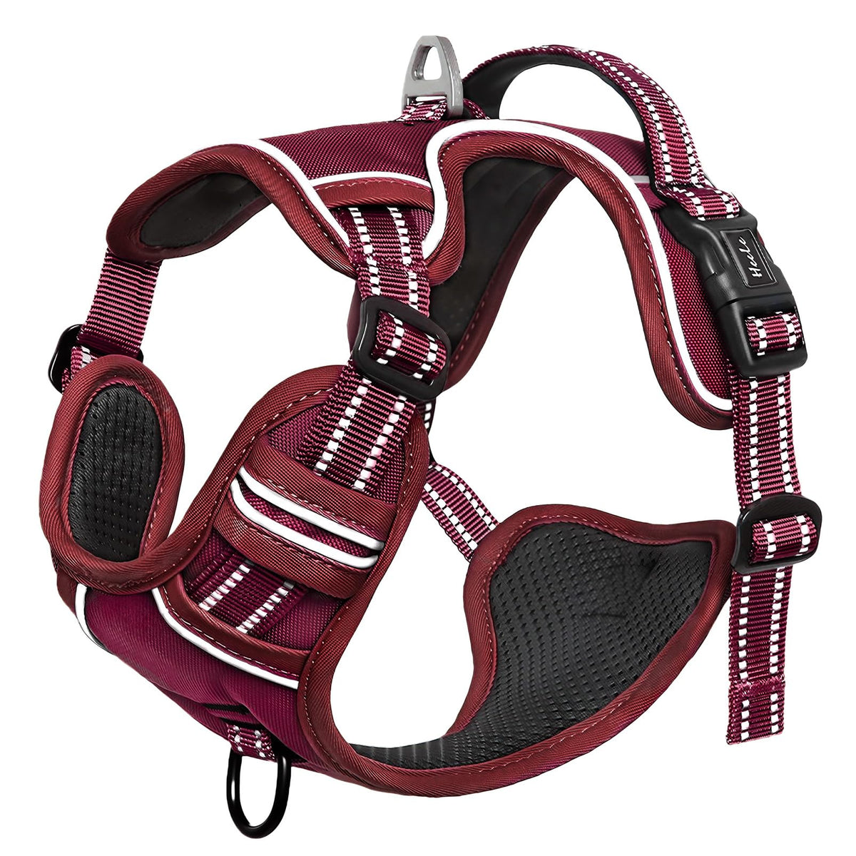 Dog Harness for Small Dogs No Pull Dog Vest Harness for Small Dog with Soft Padded Handle Reflective for Outdoor Training (S / Burgundy Red)