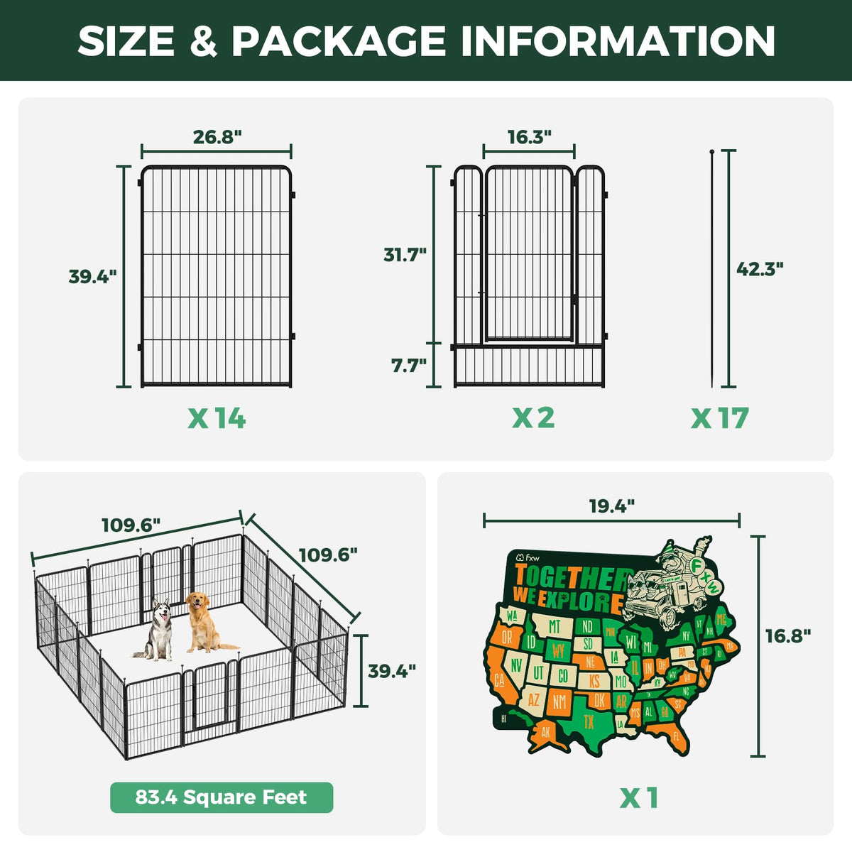 Rollick Dog Playpen with 50 (Black / 40"H)