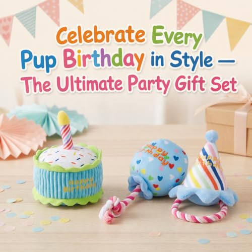 Squeaky Hide and Seek Dog Toys for Small and Medium Dogs (Birthday Set)