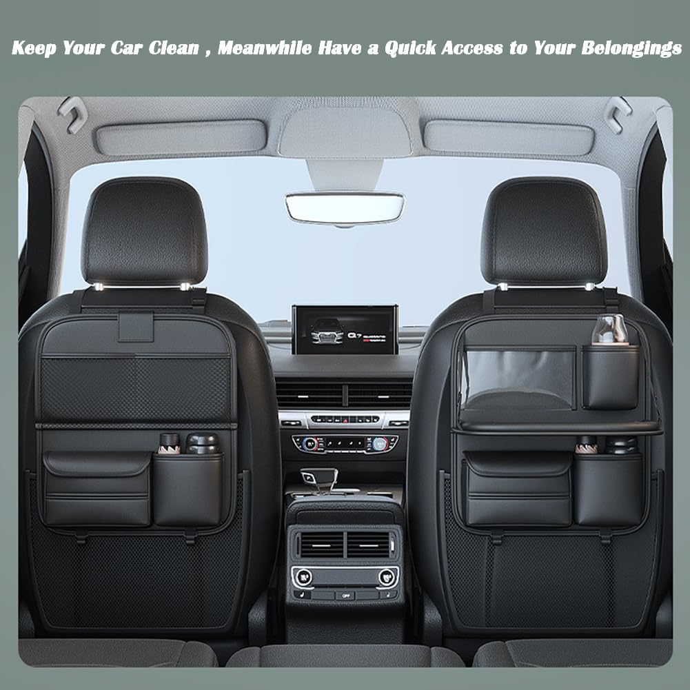 Car Backseat Organizer with Foldable Table Tray (Black(Short Edition))