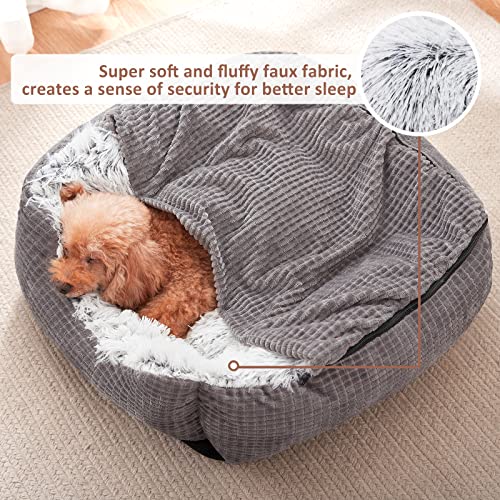Large Dog Beds for Large Dogs with Cover Cave (35.0"L x 25.0"W x 9.0"Th)