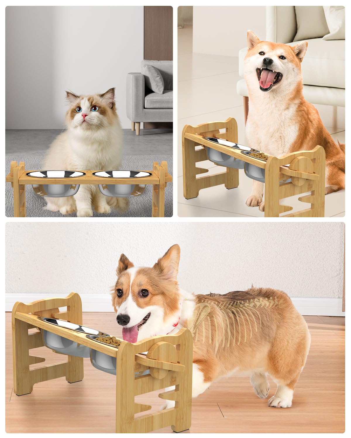 Elevated Dog Bowls (Bamboo / Small)