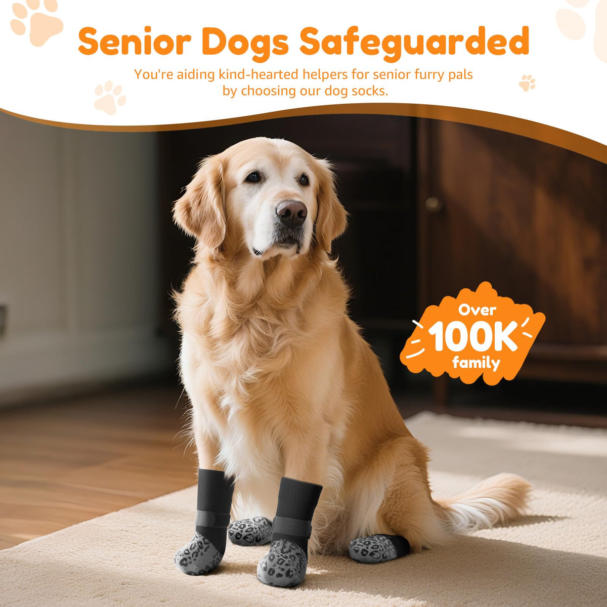 Non Slip Dog Socks with Grippers Prevent from Licking Paws for Senior Dogs (Brown / XS)