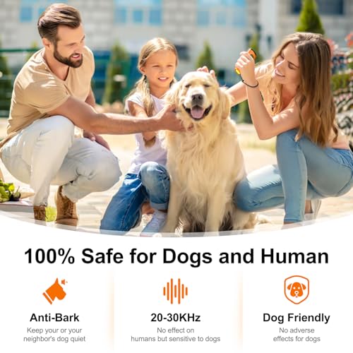 2 Pack Dog Bark Deterrent Devices Anti Barking Device for Dogs Ultrasonic Bark Stopper Portable Dog Training Tool Indoor Outdoor Up to 50ft Correct Bad Behavior of Own or Neighbor's Dog (Orange / 2 Pack)
