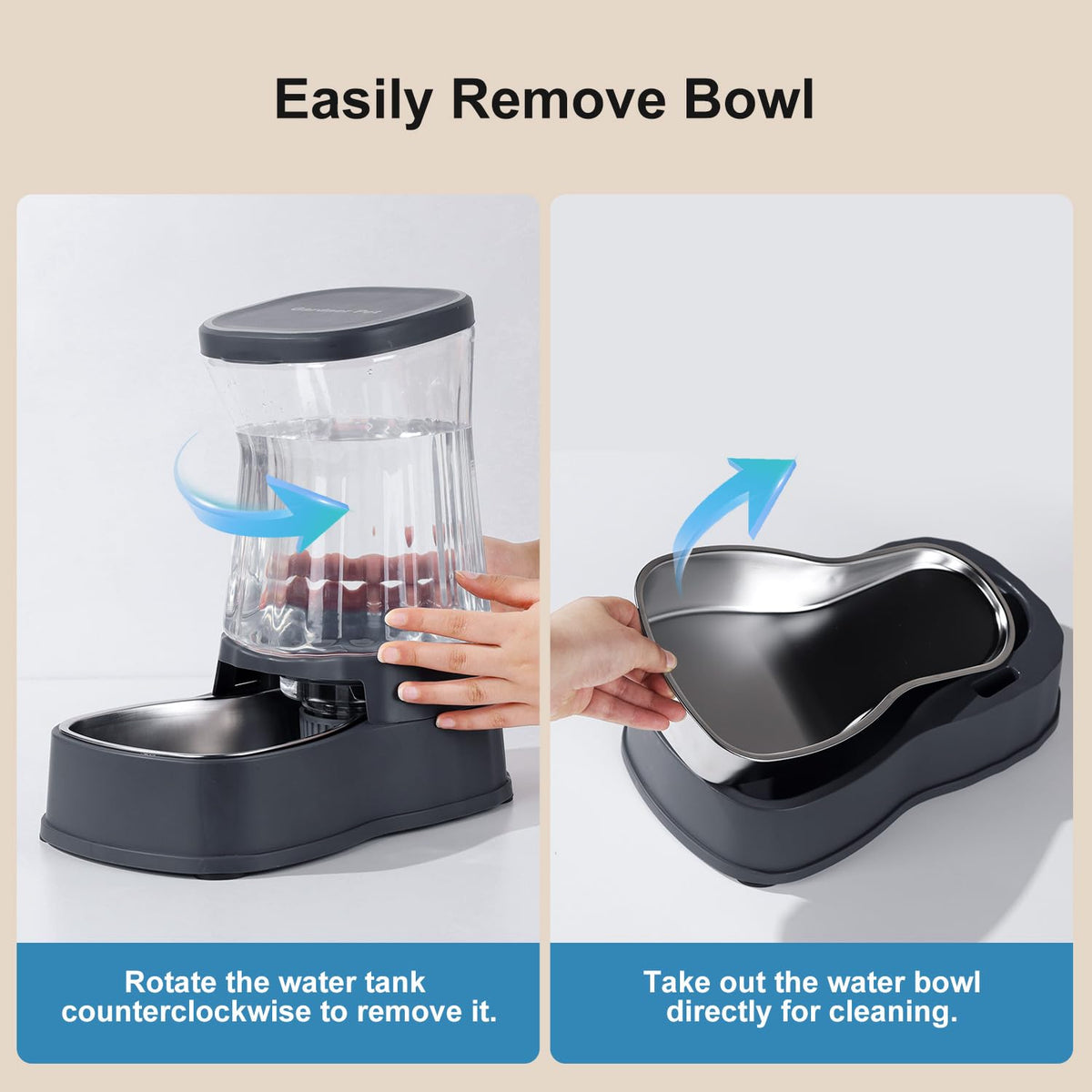 Automatic Dog Water Dispenser (Dark Grey / 2.1 Gallon)