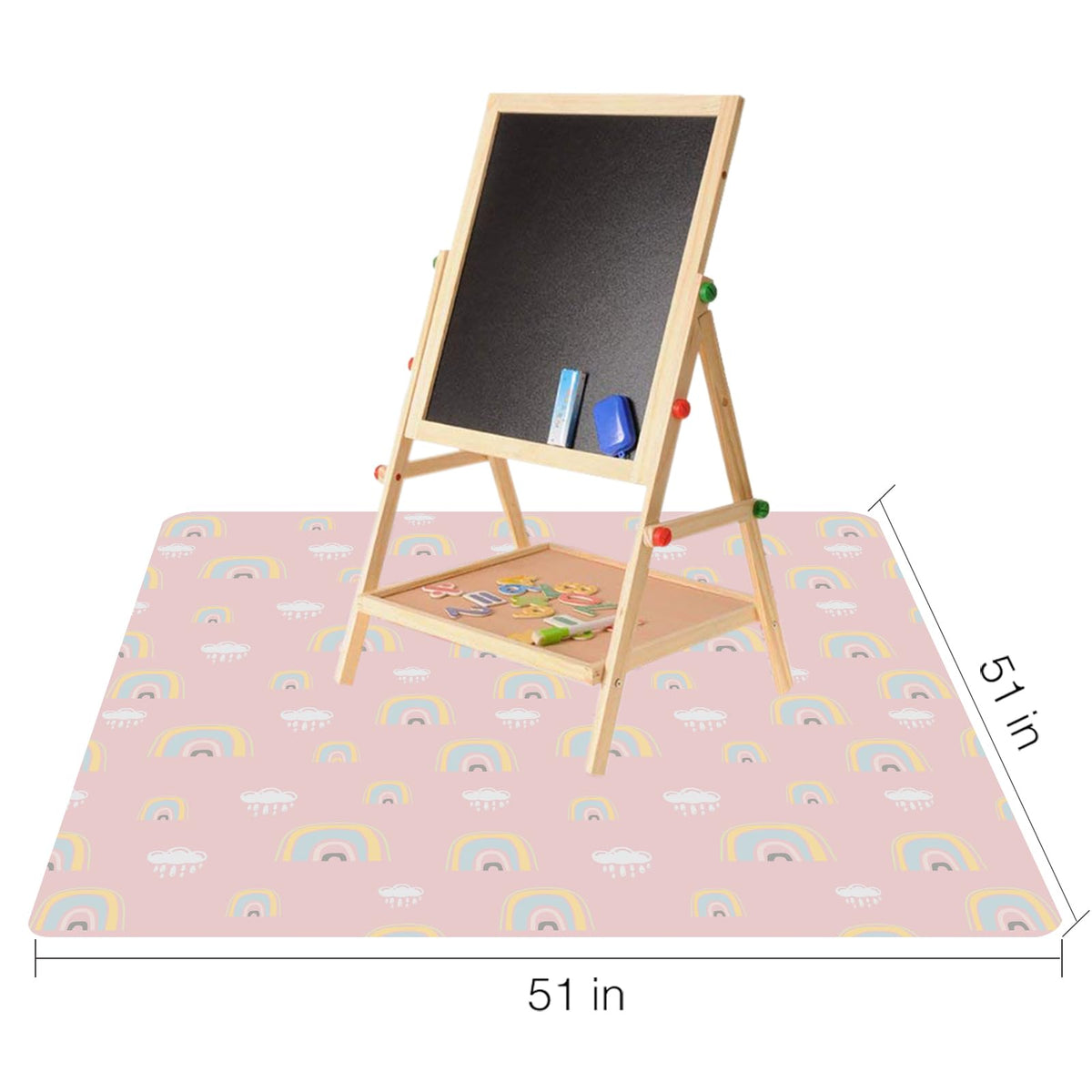 Splat Mat for Under High Chair (Rainbow Pink)