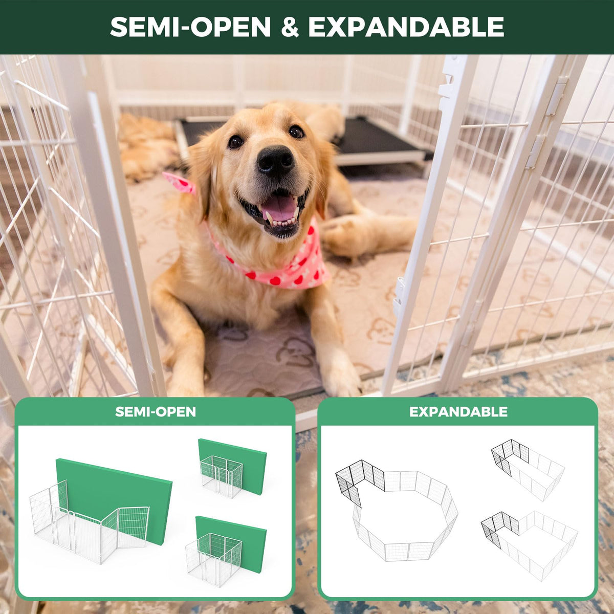 Homeplus Indoor Dog Playpen (White / 24"H)