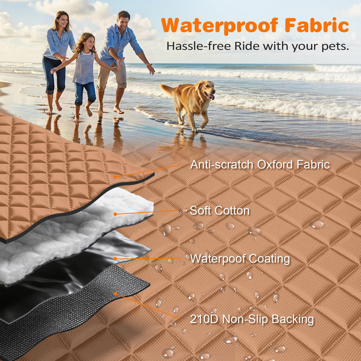 4 in 1 Dog Car Seat Cover for Back Seat (Brown / Standard)