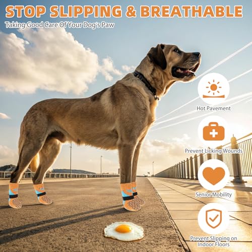 Dog Socks Shoes for Hot Pavement (Orange / X-Large(4 Pack))