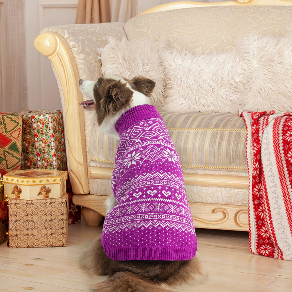 Dog Sweater Argyle (Purple / XX-Small)