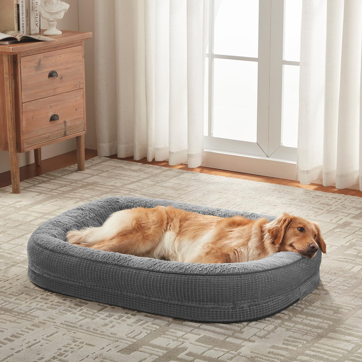 Orthopedic Dog Bed for Extra Large Dogs (Grey / 48"l X 35"w X 7"th)