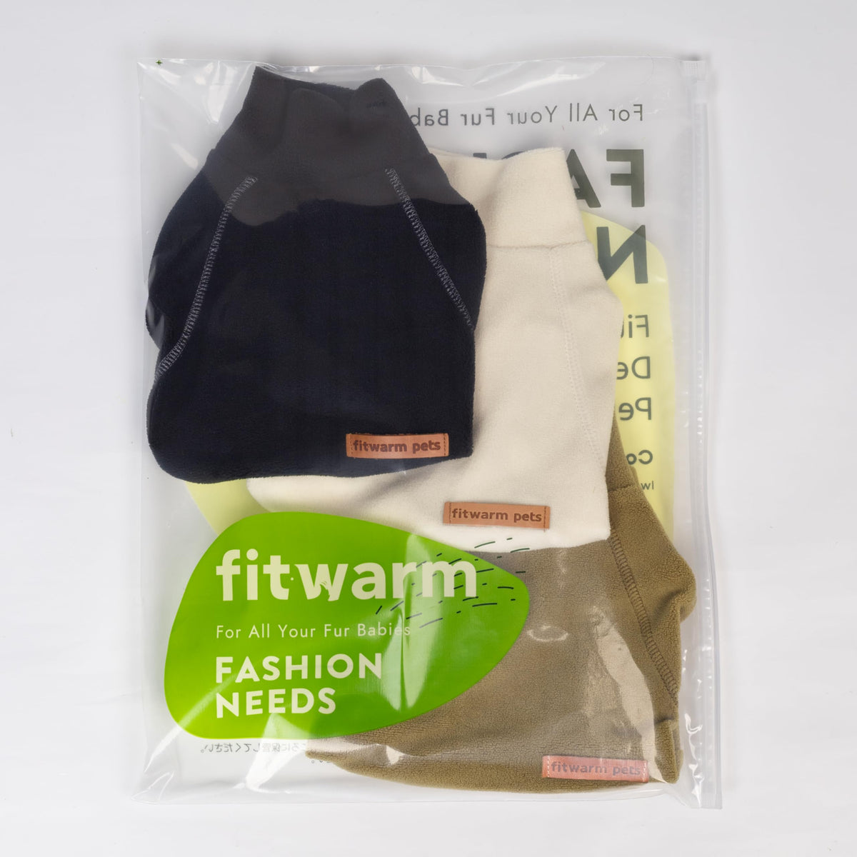 3 Pack Classic Fleece Dog Sweater (Large / Black-Olive-Cream)