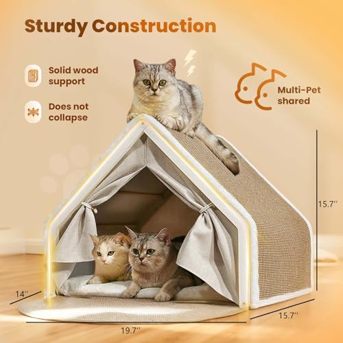 Cat Houses for Indoor Cats (19.7*15.7*15.7"/Sharp Roof (M))
