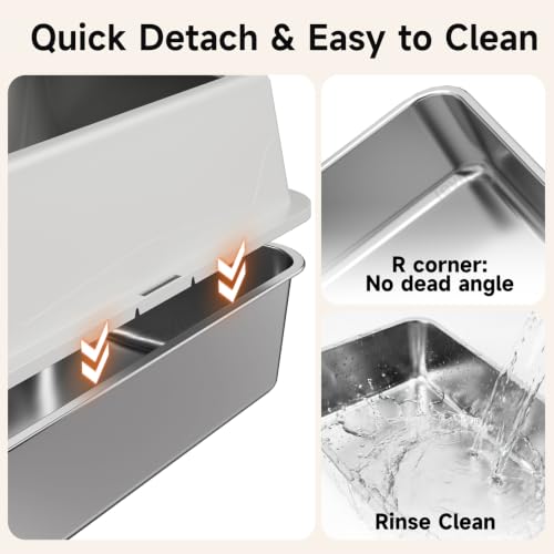 2 Pack XL Stainless Steel Litter Box with High Sides for Large Cat (Gray-2Pack)