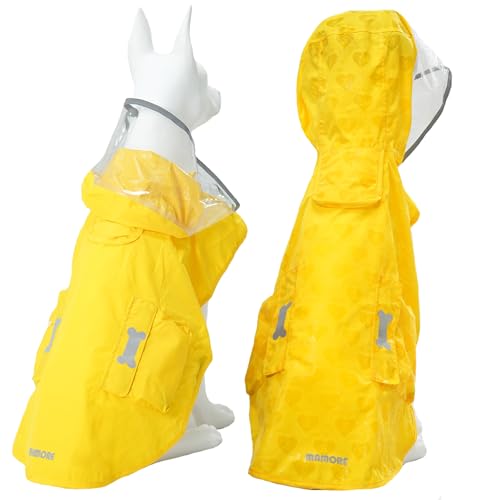 Dog Raincoat Waterproof Rain Poncho with Hoodie (X-Small: 4-9lbs / Yellow(Water-reactive Hydrochromic))
