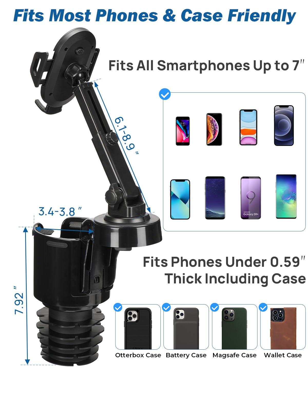 Cup Holder Phone Mount for Car (black)