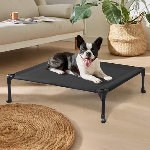 Outdoor Elevated Dog Bed for Medium Dogs (32.0"L x 25.0"W x 7.0"Th / Black)