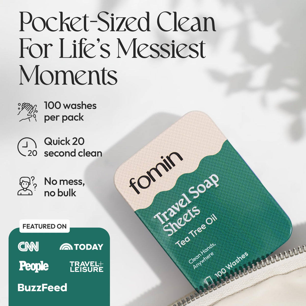 Paper Soap Sheets Tin for Traveling (Tea Tree (Pack of 3))
