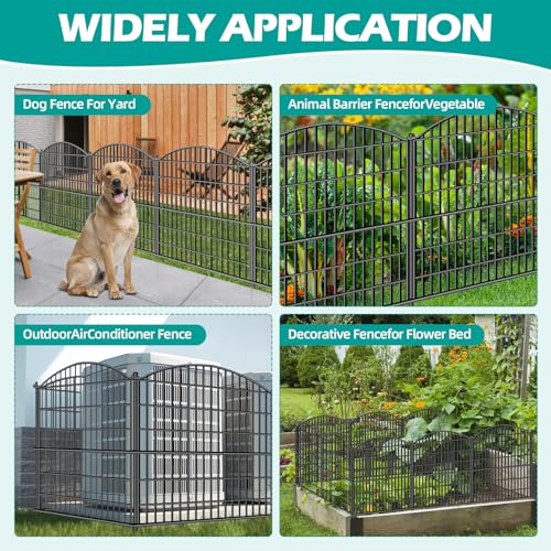 15 Panels Decorative Garden Fence (Black / 15 Panels-32in(H)x37.9ft(L)-Convex)