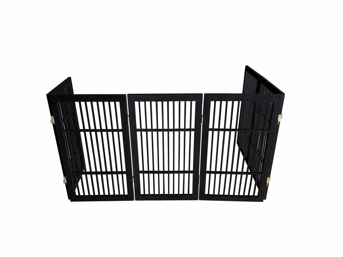 Pet Dog Gate Freestanding (6 Panel 30" Tall / Black Pet Gate)