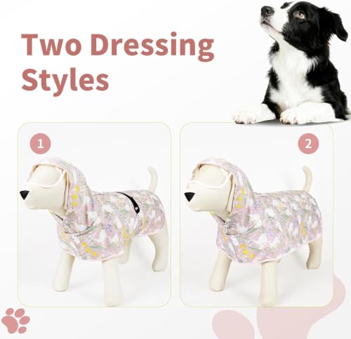 Dog Raincoat Waterproof Windproof Dog Rain Jacket with Hood (Pink / L(16-22lbs))