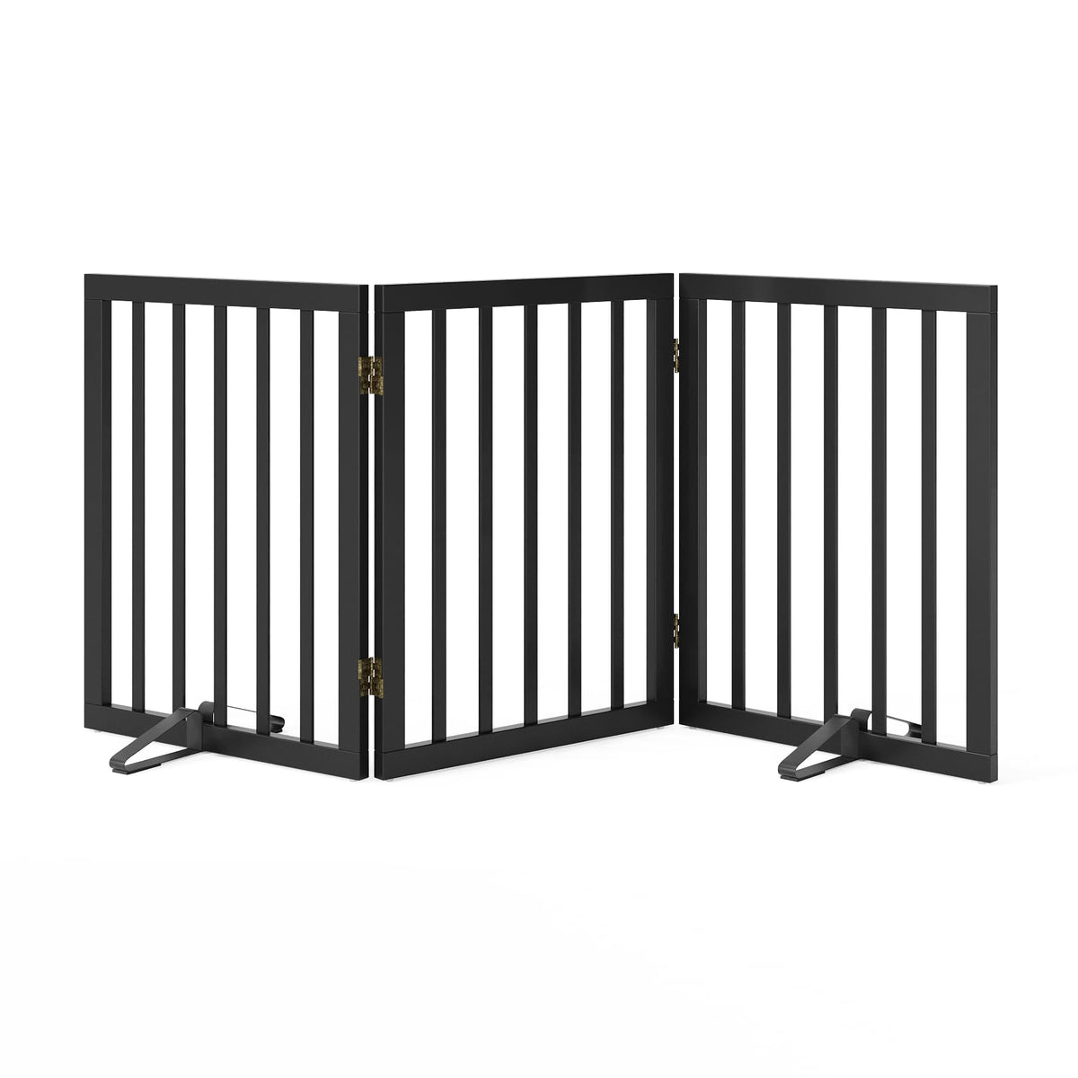 Black 18 55" Foldable Pet Gate for Stairs & Doorways (Bamboo Dog Gate Black / 3 Panel - 55 inches Wide)