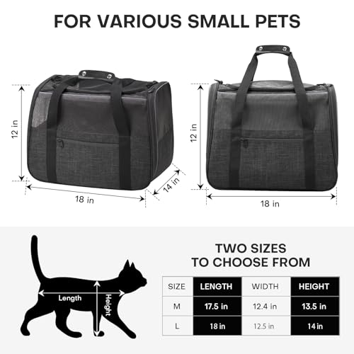 JUNGYOUN Premium Cat Carrier (Dark Grey / 18.0"L x 12.5"W x 14.0"H)