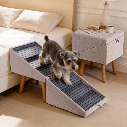 Dog Ramp for Bed Foldable Pet Stairs for High Beds 21.06" H (Light Brown / XXL(21.06”H))