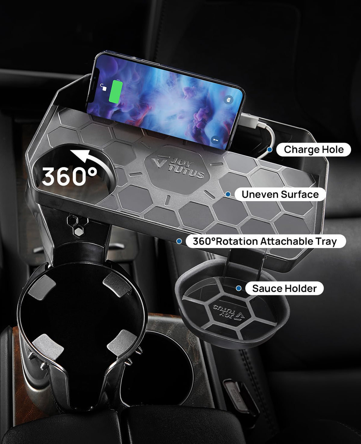 Car Cup Holder Expander (Black / 1Pack)