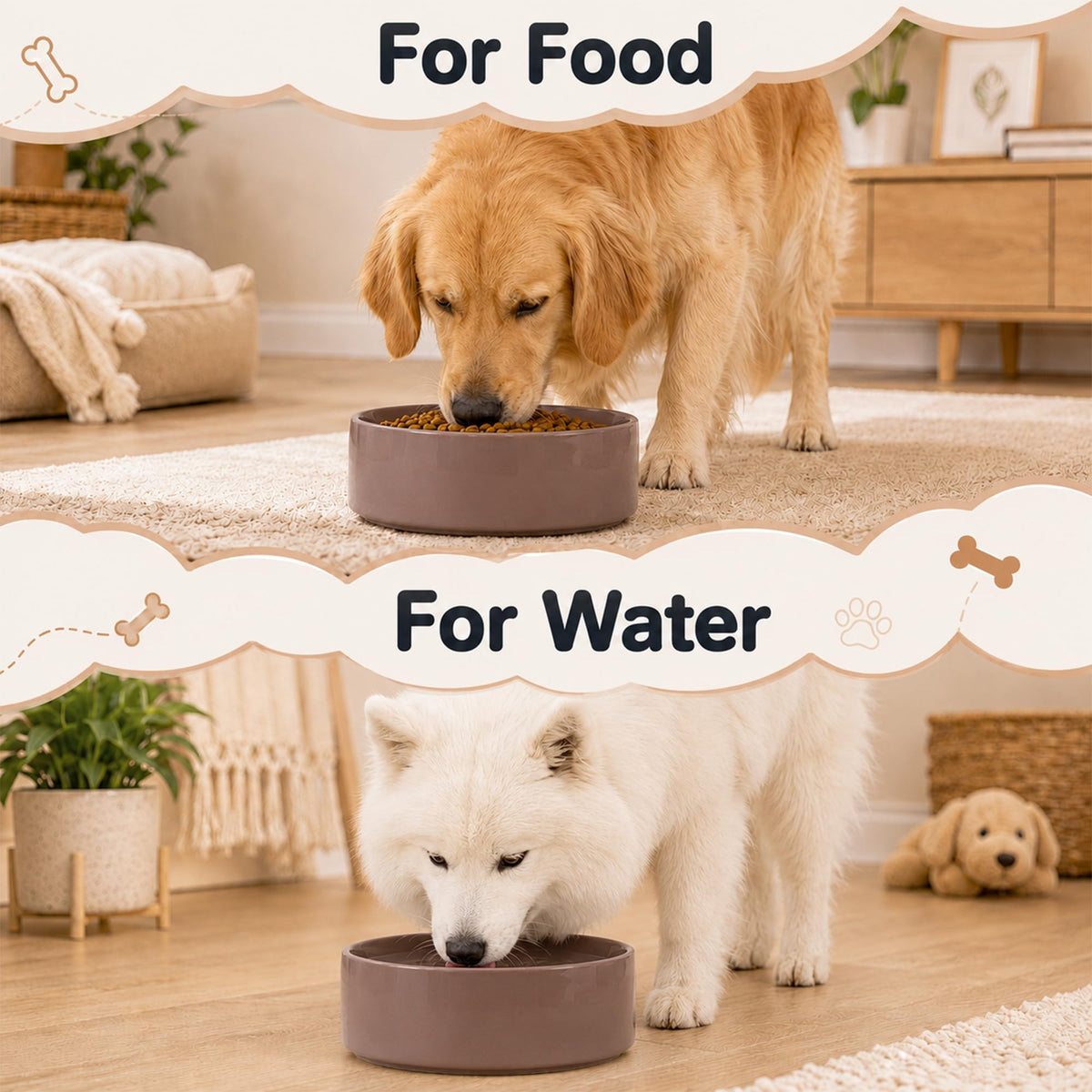 Ceramic Dog Bowls (Brown Coffee)