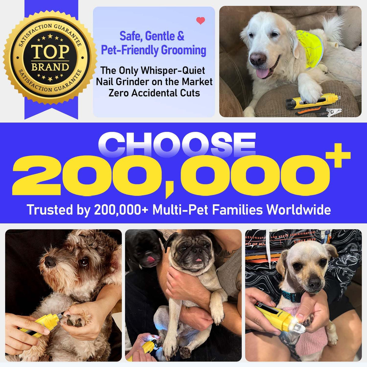 Whisper Quiet Dog Nail Grinder 50% More Powerful for Sensitive Dogs Cats