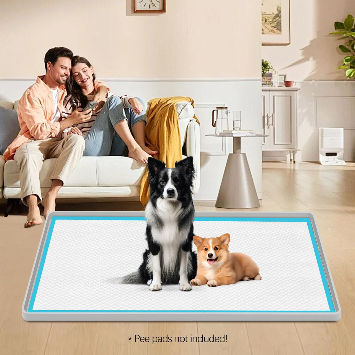 Pee Pad Holder for Dogs 55"x 38" Extra Large Silicone Puppy Pee Pad Tray (55"x38")