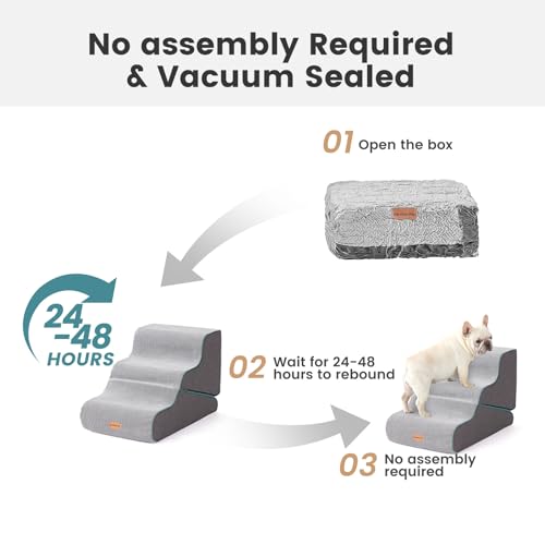 4 Step Dog Stairs for Small Dogs 18.5" H (Grey / 28"D x 15.7"W x 18.5"H)