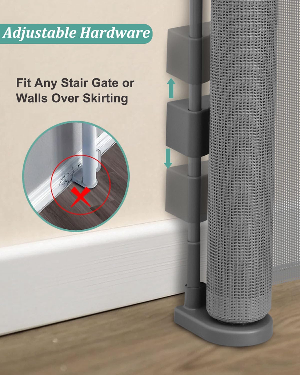 71 inch Reinforced Retractable Baby Gates 34 inch Tall (Gray / 34" Tall x 71" Wide)