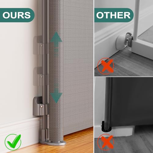 Retractable Baby Gate for Stairs (Gray / 55" Wide x 34" Tall)