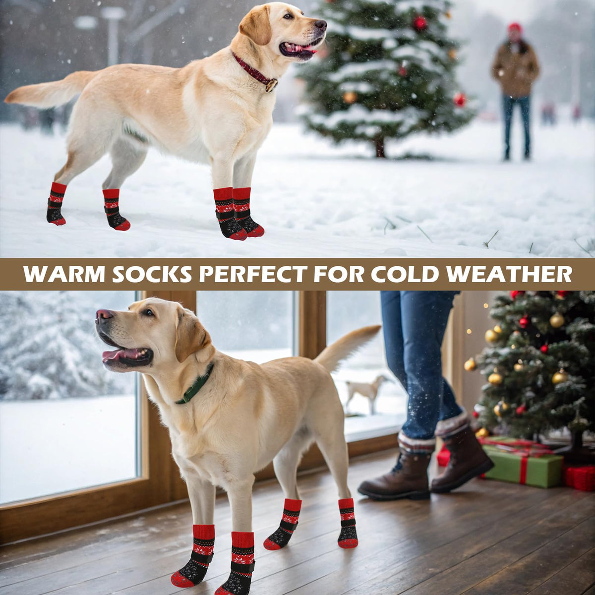Anti Slip Dog Socks to Prevent Licking Paws for Hot Pavement (Black Red / X-Small)