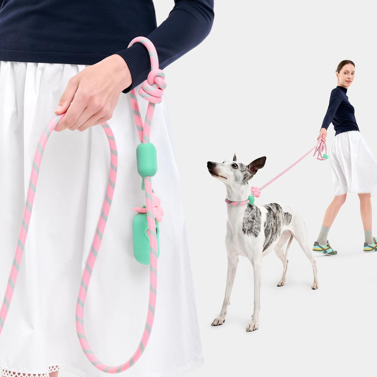 Hands Free Dog Leash (Flora Pink)